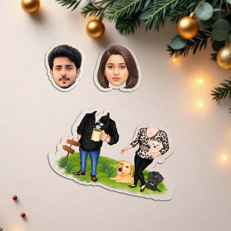 Personalized Booblehead Caricature Gift for Couple & Pet Lover Solar Powered with Moving Head for Tabletop & Car Dashboard Home Decor Funny Gift for Couples, Girlfriend & Wife